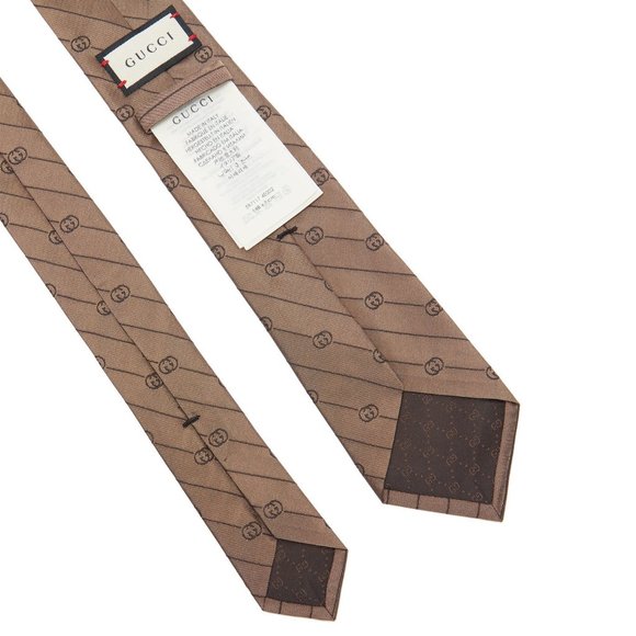 Gucci GG-striped Silk-jacquard tie in Brown NEW WITH TAGS - Picture 4 of 8
